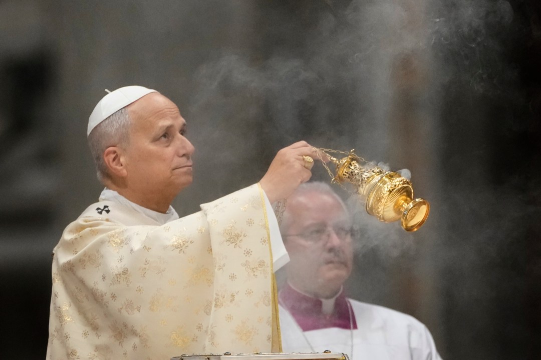 Pope Leo XIV presides over Christmas Day Mass at the St. Peter's Basilica at the Vatican, Thursday, Dec. 25.