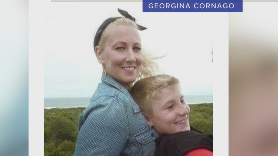 Georgina Cornago and her son, Giovanni, pose for a photo