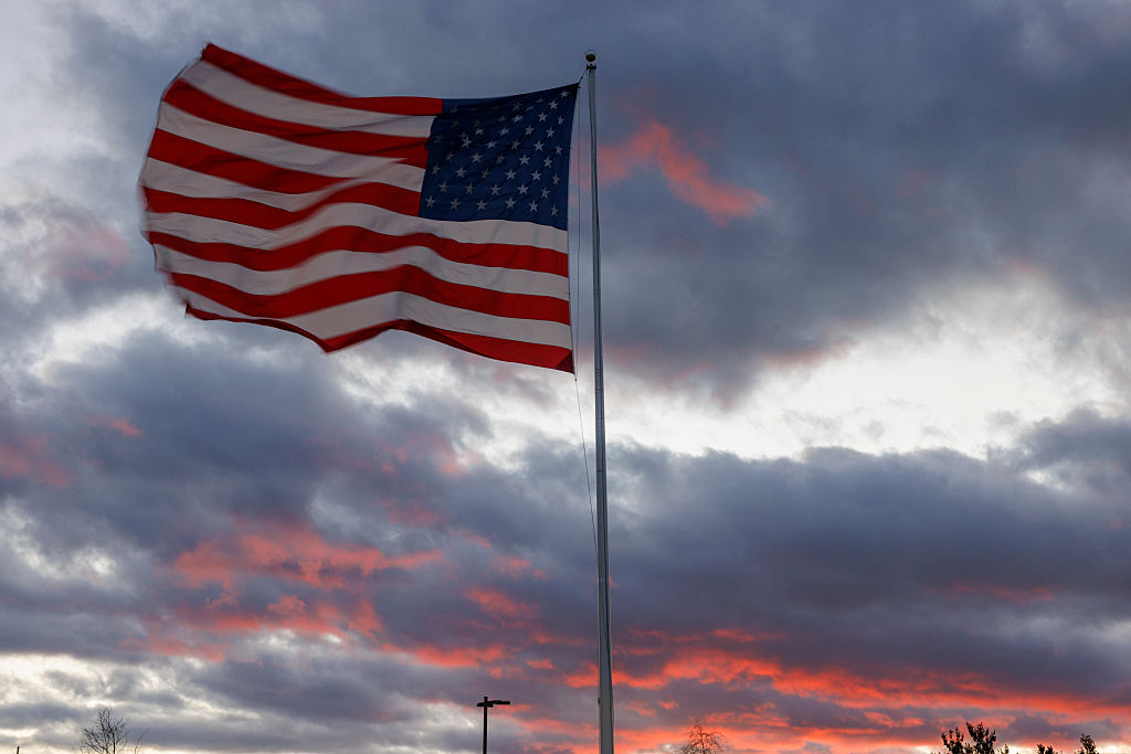 US flag blowing in the wind