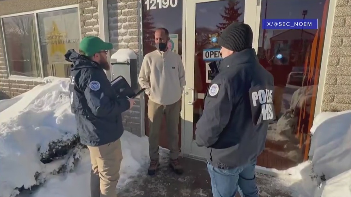 The Department of Homeland Security is going door-to-door as it continues to investigate fraud in Minnesota. Homeland Security Secretary Kristi Noem posted a video showing agents speaking to someone at a local business. (@SEC_Noem)