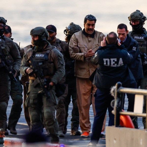 Venezuela's Nicolás Maduro being transferred by law enforcement in New York City.