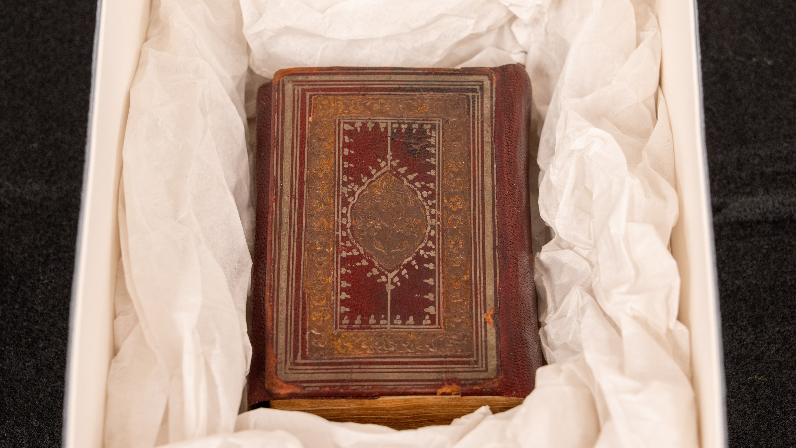 This photo provided by The New York Public Library shows the Schomburg Quran on Dec. 16, 2025 in New York. (Jonathan Blanc/The New York Public Library via AP)