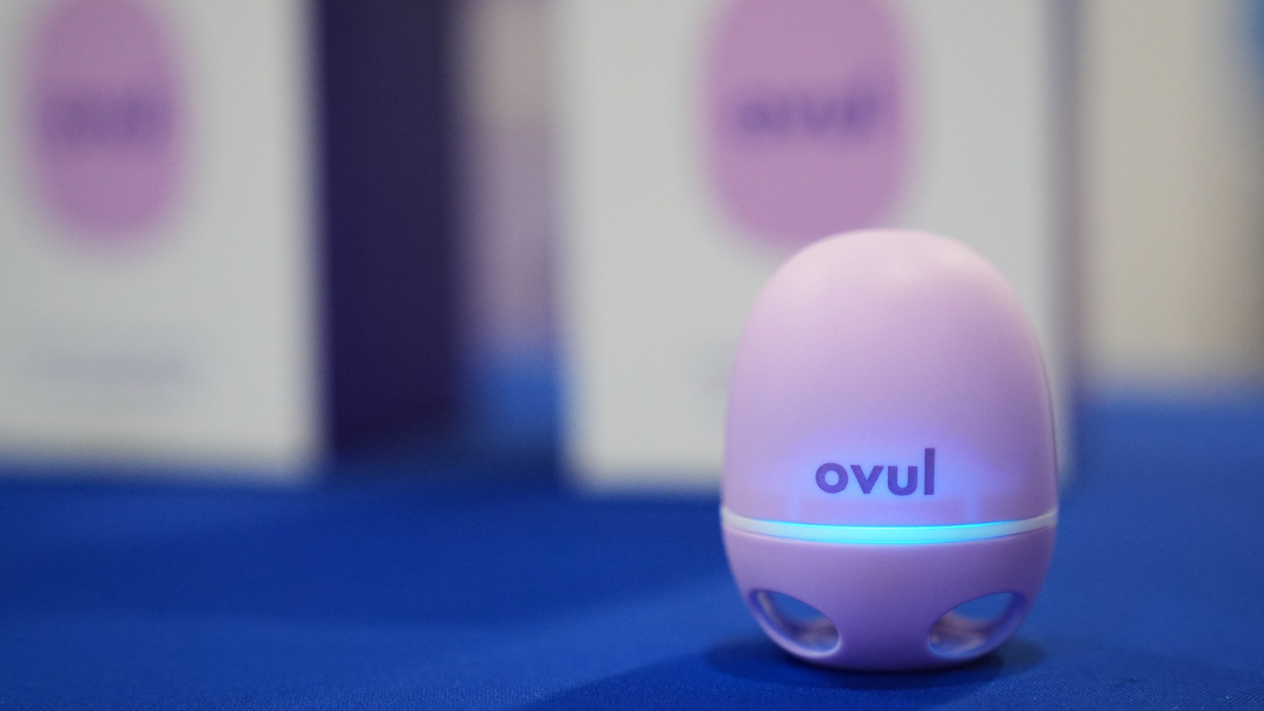 An Ovul device is seen on display during the CES tech show Wednesday, Jan. 7, 2026, in Las Vegas. (AP Photo/Abbie Parr)