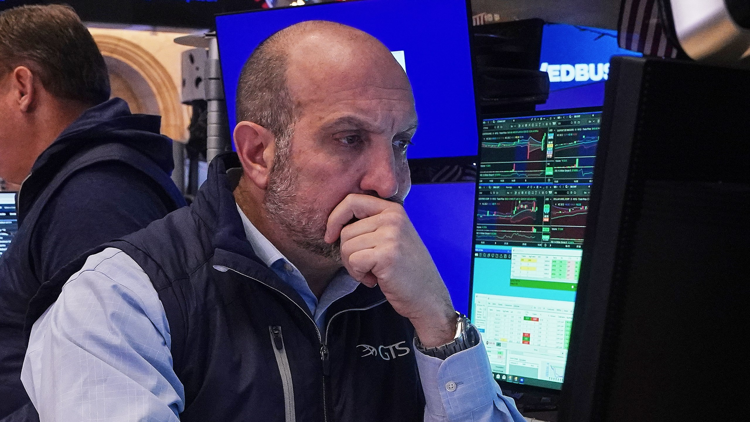 Specialist James Denaro works at his post on the floor of the New York Stock Exchange, Thursday, Jan. 8, 2026. (AP Photo/Richard Drew)