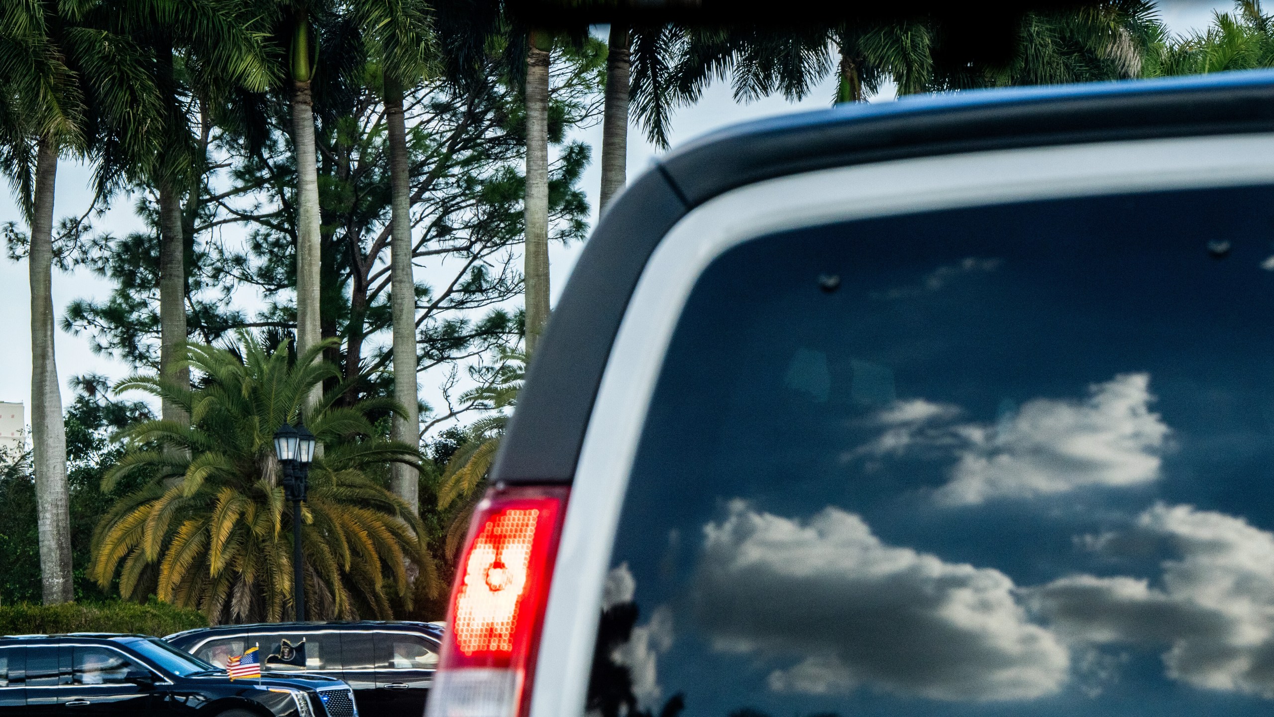 President Donald Trump departs Trump International Golf Club in the presidential limousine, known as The Beast, Sunday, Jan. 11, 2026, in West Palm Beach, Fla. (AP Photo/Julia Demaree Nikhinson)