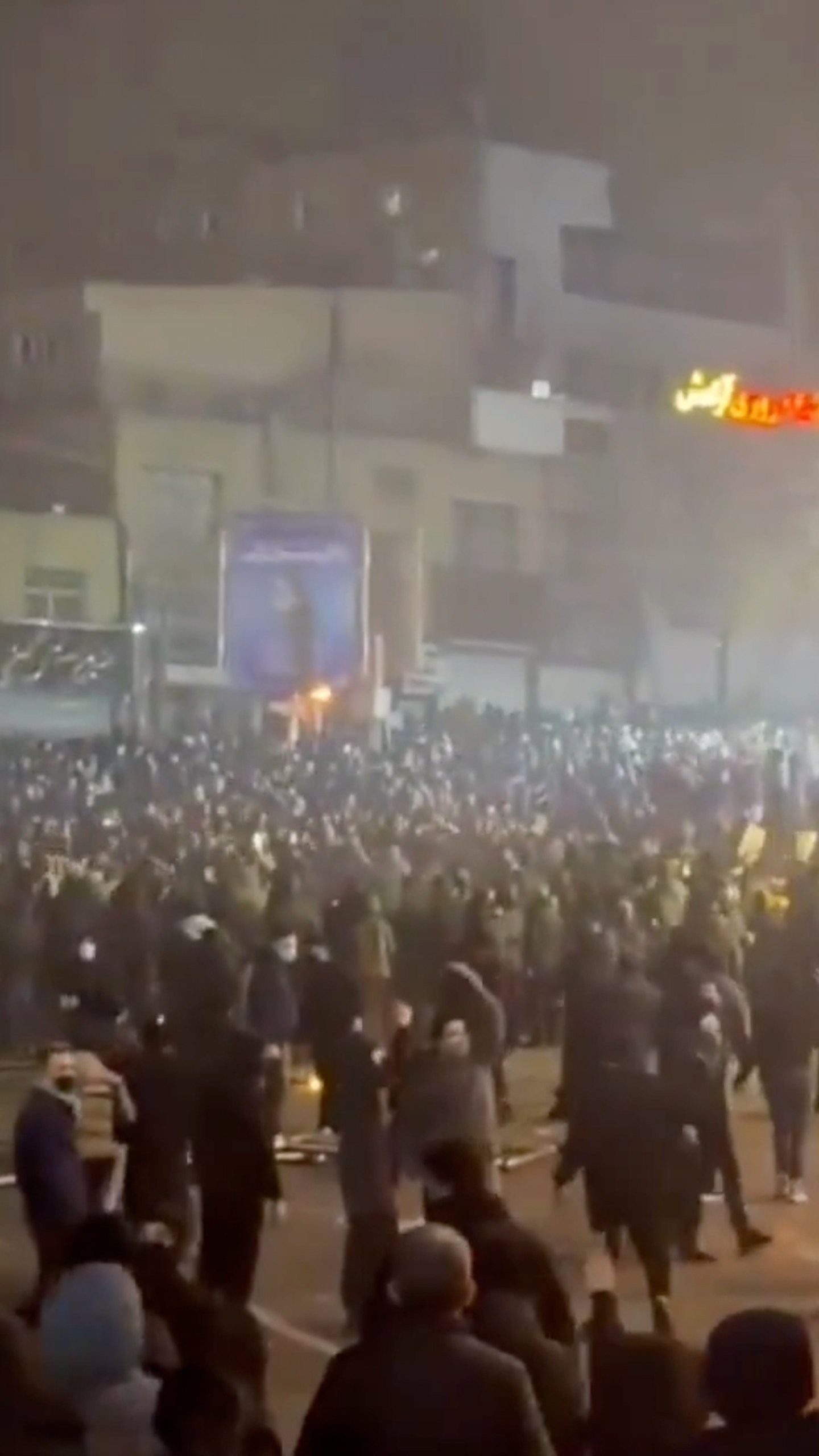 In this frame grab from video taken by an individual not employed by The Associated Press and obtained by the AP outside Iran shows people during a protest in Tehran, Iran, Friday, Jan. 9, 2026. (UGC via AP)