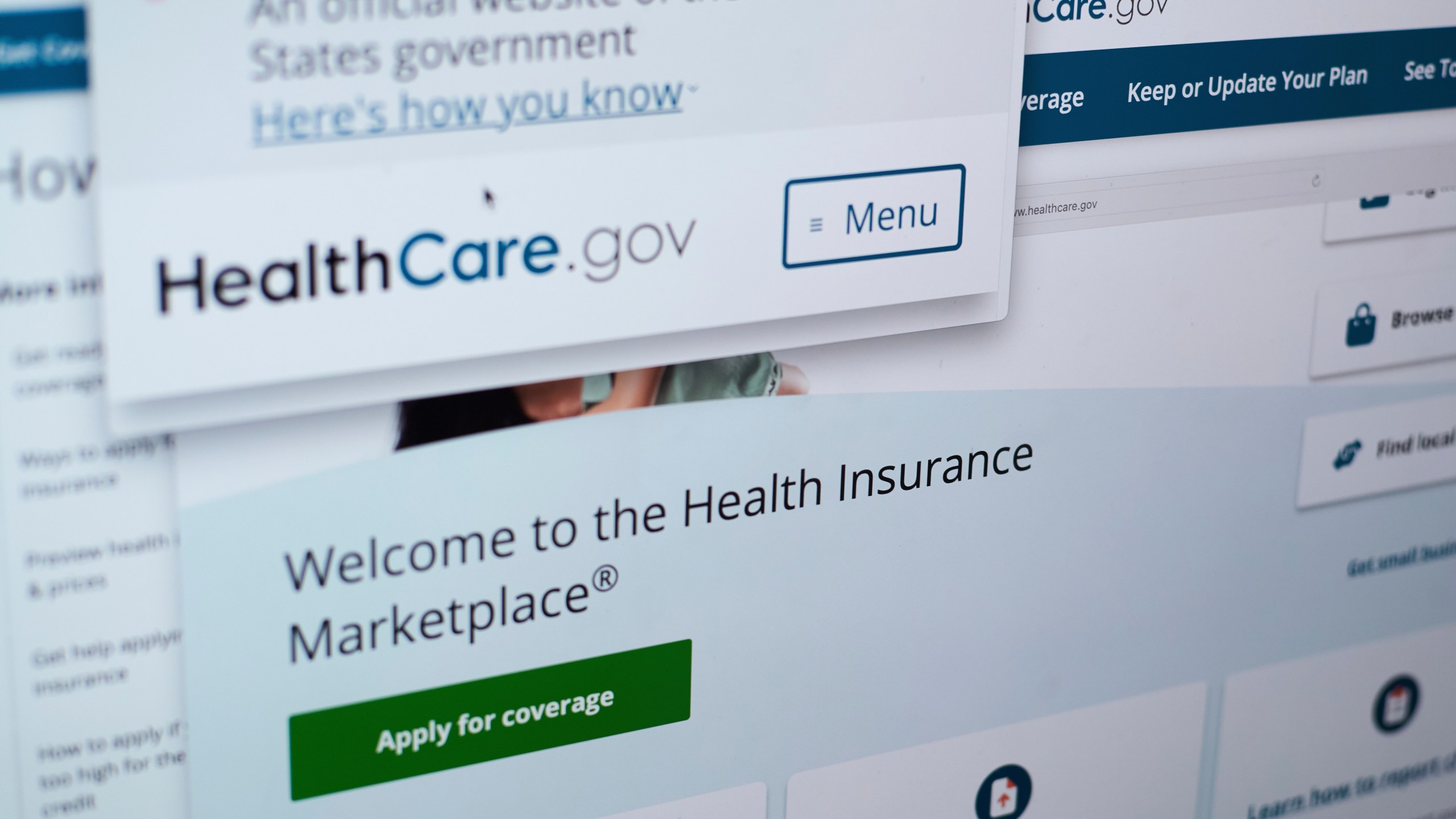 FILE - Pages from the U.S. Affordable Care Act health insurance website healthcare.gov are seen on a computer screen in New York, Aug. 19, 2025. (AP Photo/Patrick Sison, File)