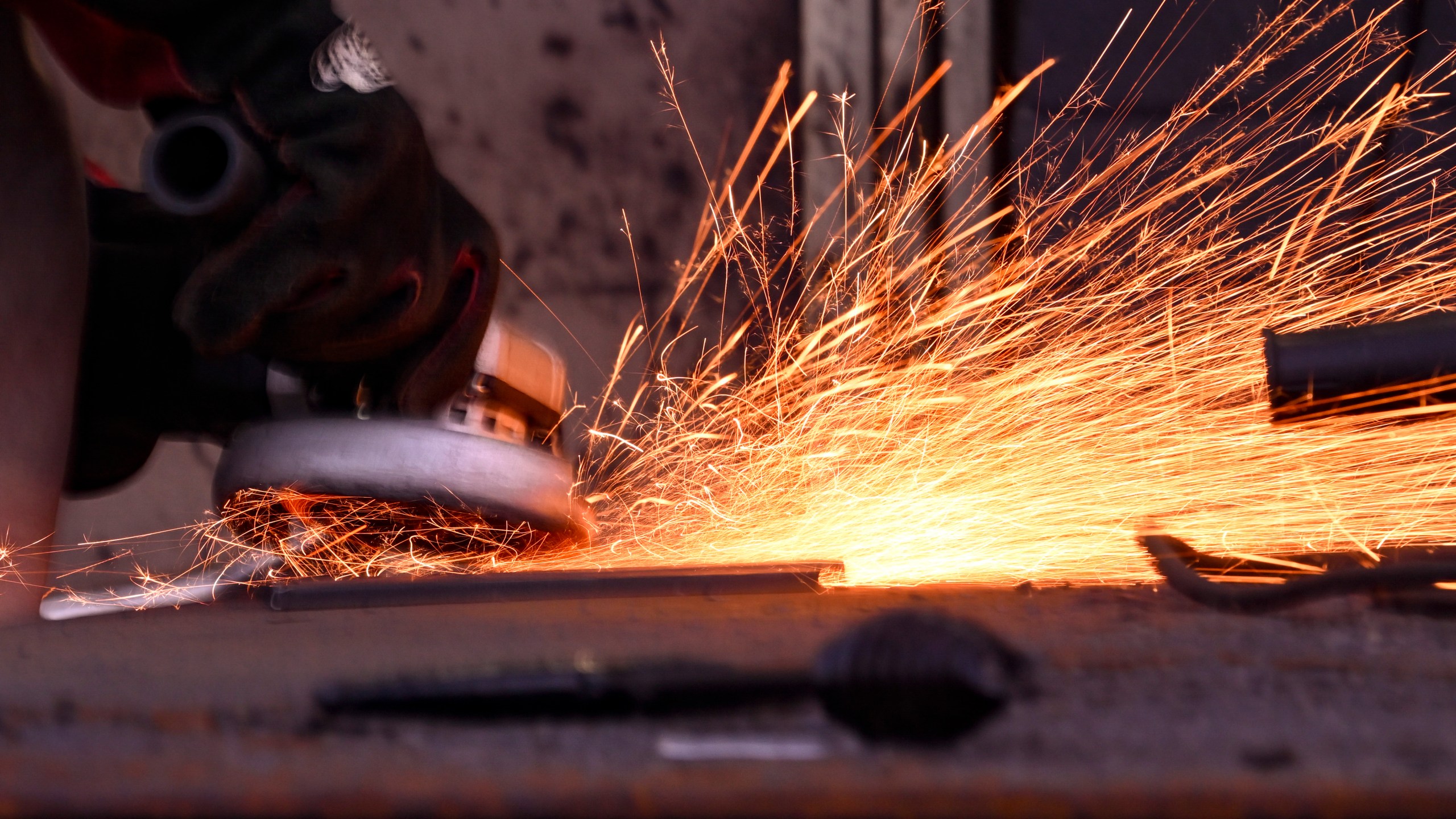 A student works during welding class