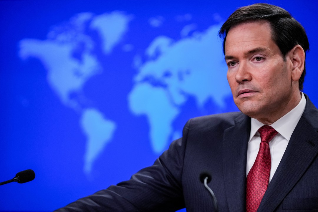 Secretary of State Marco Rubio speaks during a news conference at the State Department.