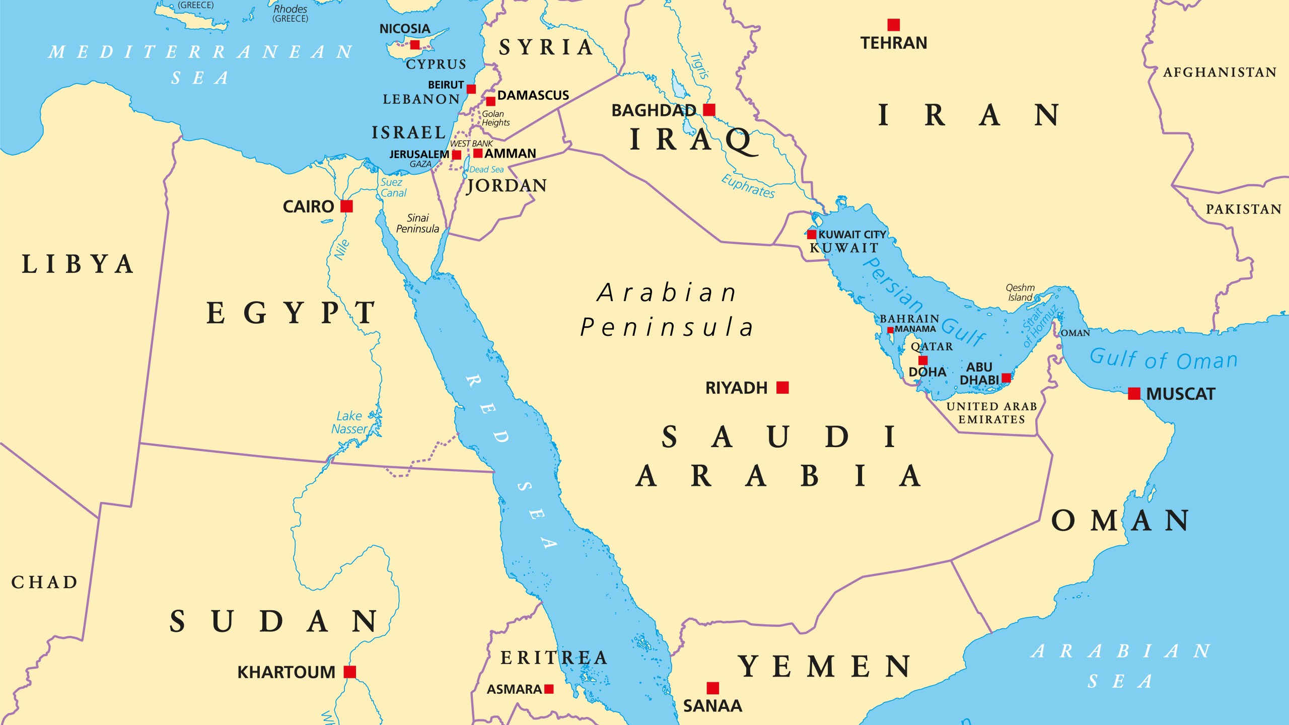 Map showing the Red Sea and surrounding countries