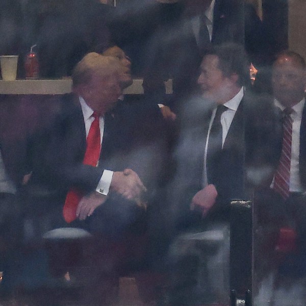 Long shot of Trump, Elon Musk at event