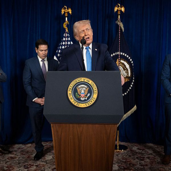 President Donald Trump speaks during news conference