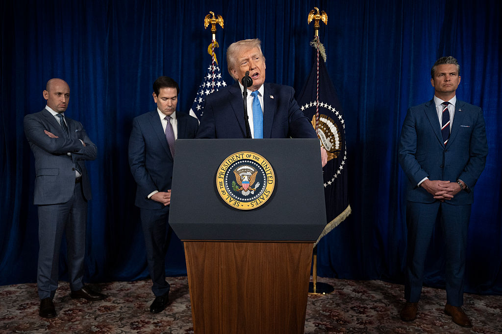 President Donald Trump speaks during news conference