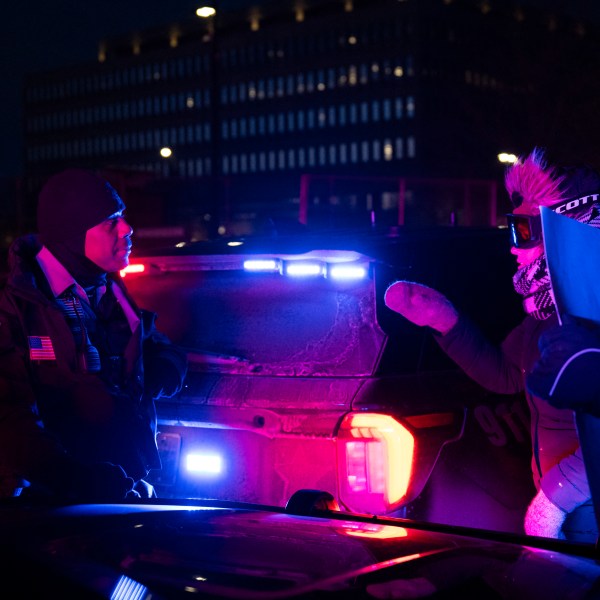 sheriff's police on scene of protest in Minneapolis