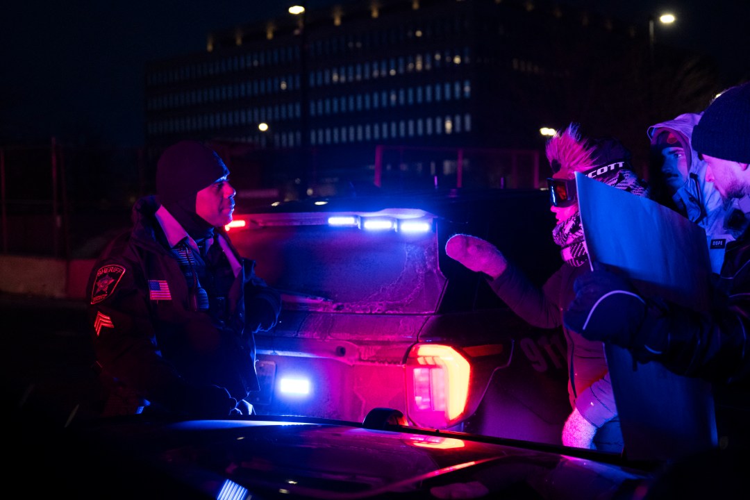 sheriff's police on scene of protest in Minneapolis