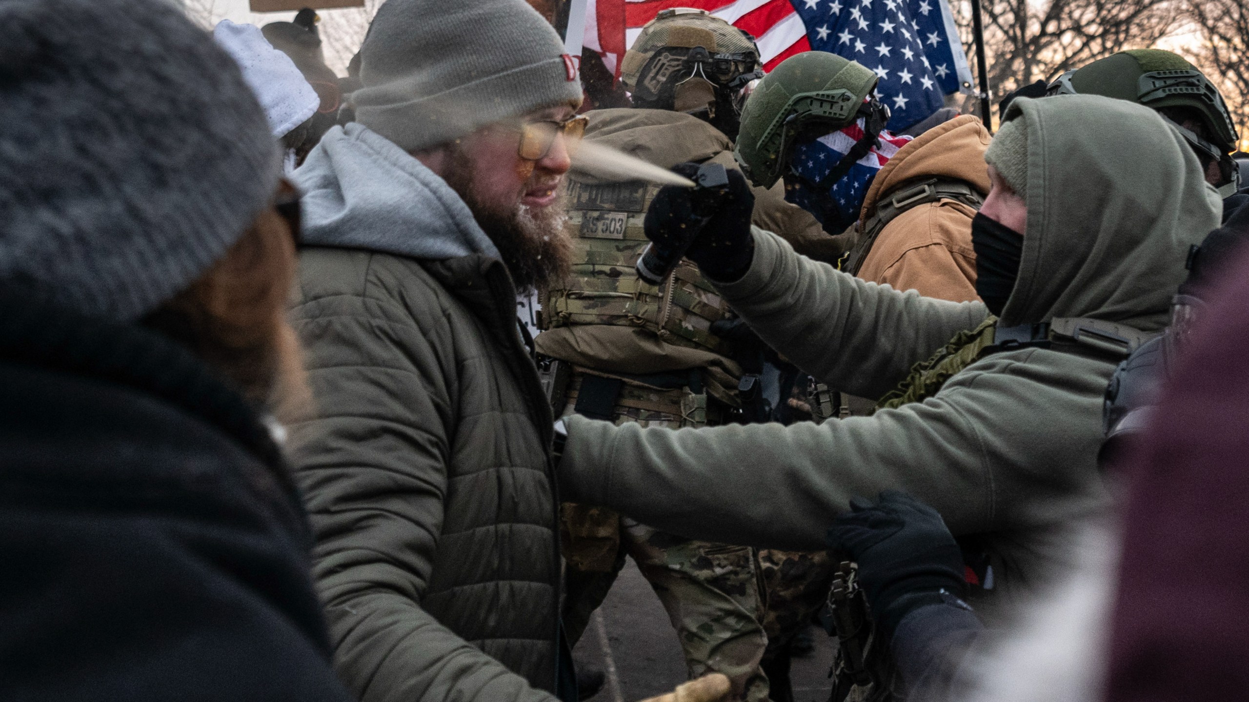 Fed spraying pepper spray into protester face