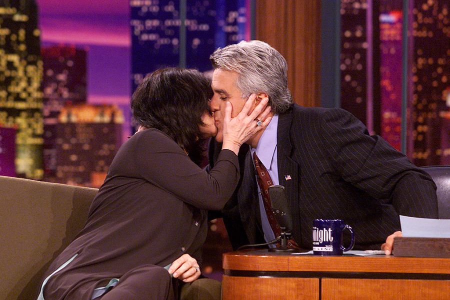 Mavis Leno kissing Jay Leno