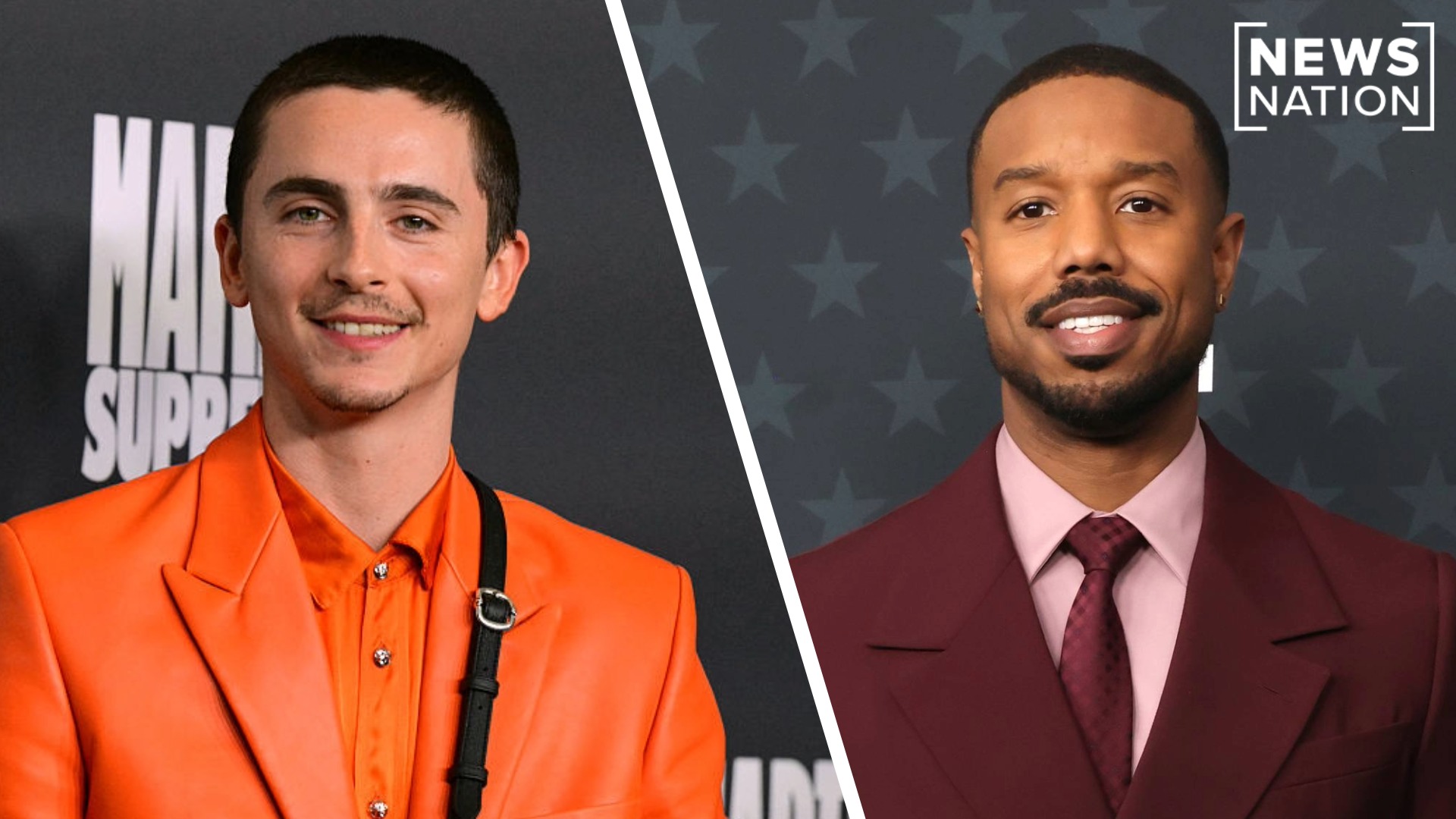 Image shows actors Timothee Chalamet (left) and Michael B. Jordan (right).