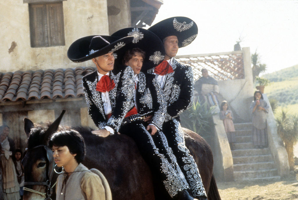 Steve Martin, Chevy Chase and Martin Short in a scene from the film '¡Three Amigos!'